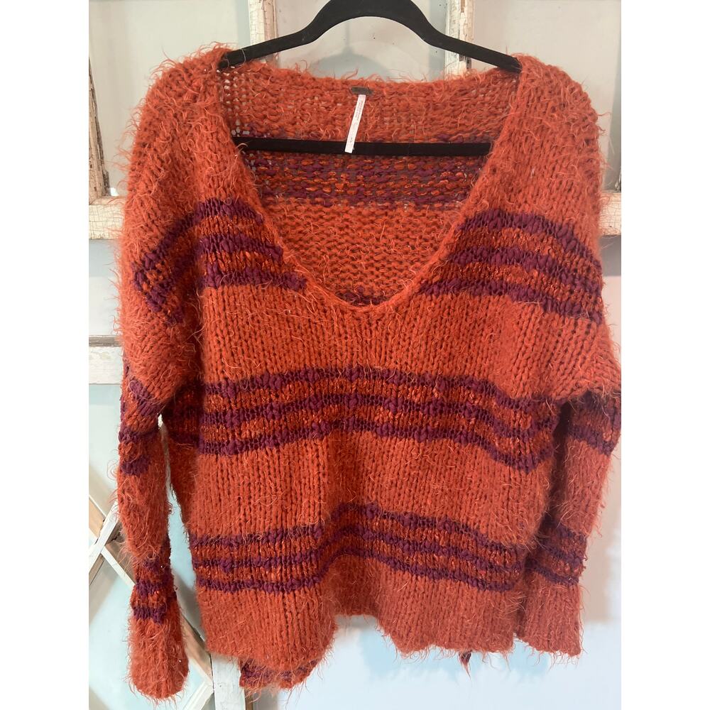 Free People size small striped fuzzy sweater